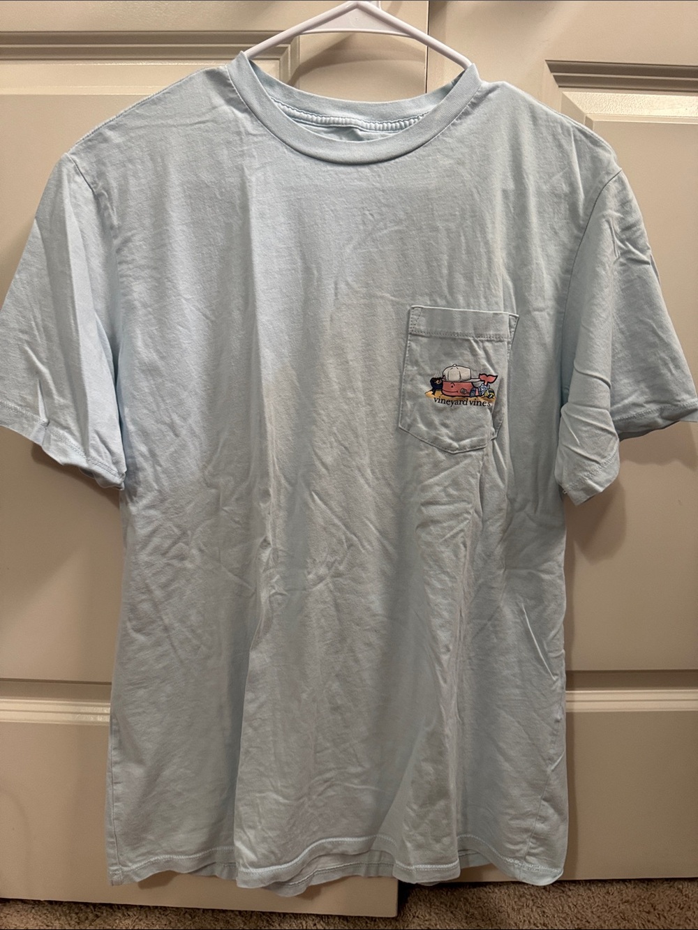 Vineyard Vines Men’s Pale Blue Short Sleeve Pocket Tee with Whale Patch